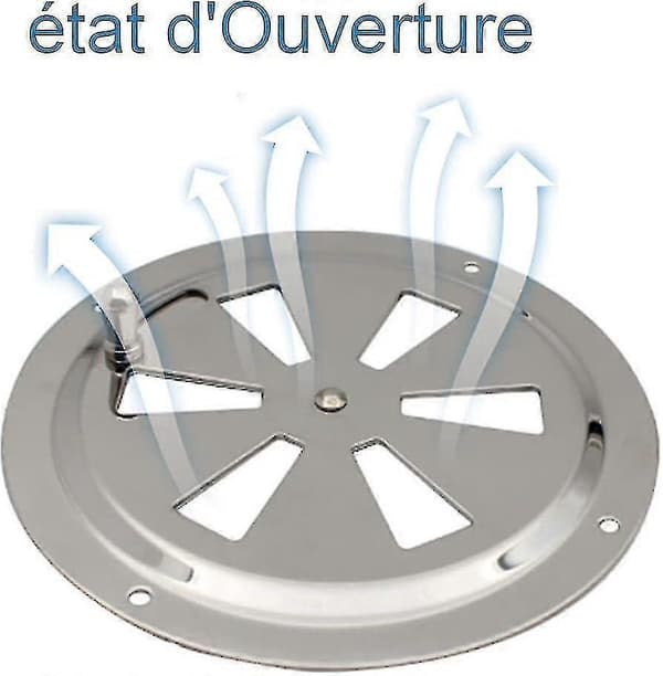 Rund ventilationsrist, justerbar ventilationsåbning i rustfrit stål, luftindtag og -udtag 125 mm