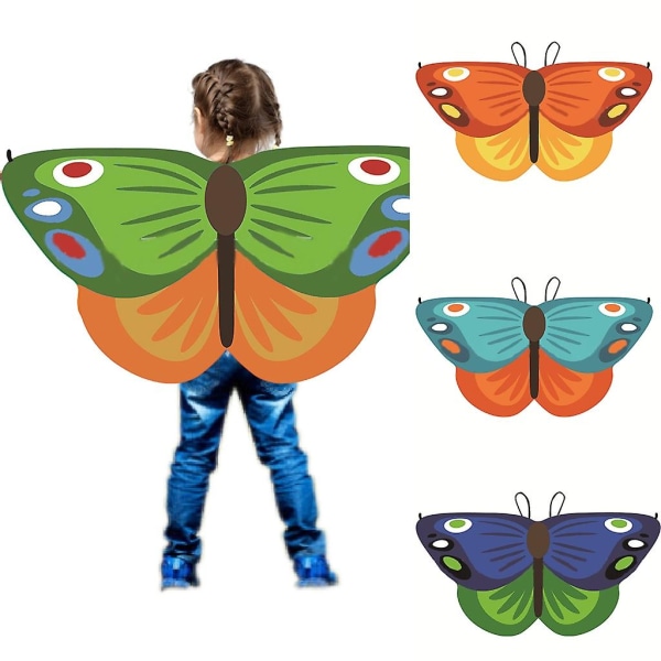 Børn sommerfuglevinge kostumer, regnbue sommerfugle sjal vingekappe sommerfugl Cape Wing fancy kjole til fest cosplay