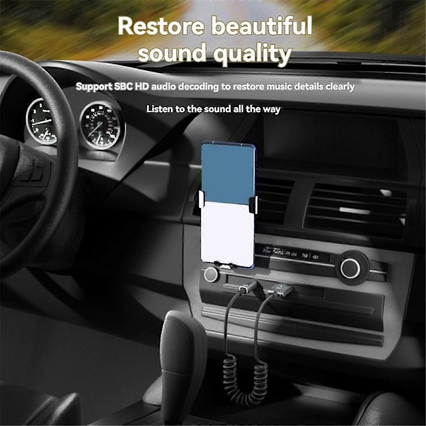 Bluetooth 5.1 AUX Biladapter USB til 3.5mm Jack Dongle Kabel Håndfri Bil Trådløs Bil Bluetooth Tr