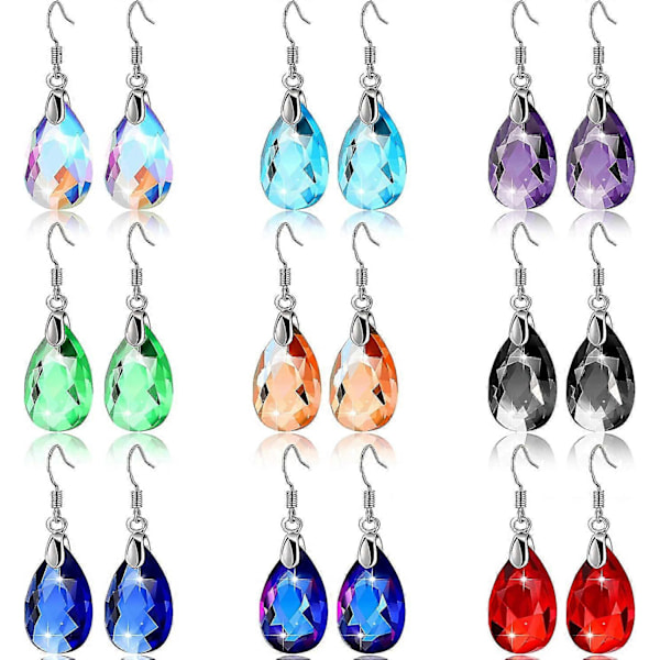 9 Par Dangle Øredobber For Kvinner Flerfarget Krystall Øredobber Dangle Drop Øredobber Regnbue Krystall Øredobber For Jenter Drop -