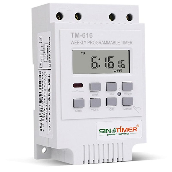 Sinotimer Tm616w-2 30a 220v Elektronisk Ugentlig Programmerbar Digital Tidskontakt Relæ Timerstyring