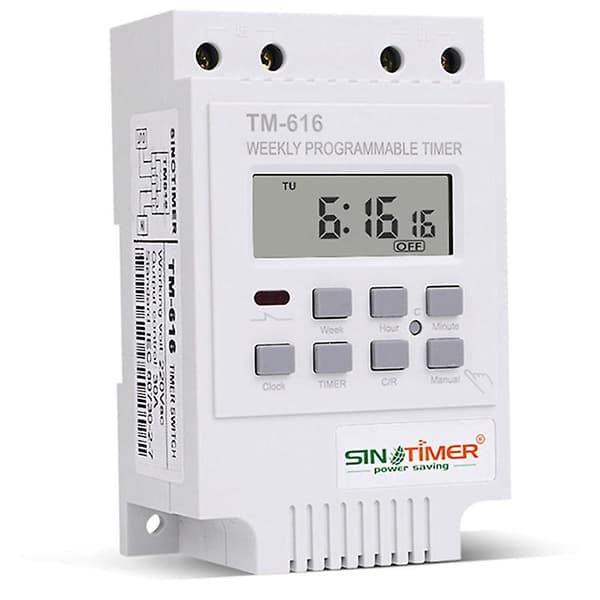 Sinotimer Tm616w-2 30a 220v Elektronisk Ukentlig Programmerbar Digital Tidbryter Relé Timerkontroll