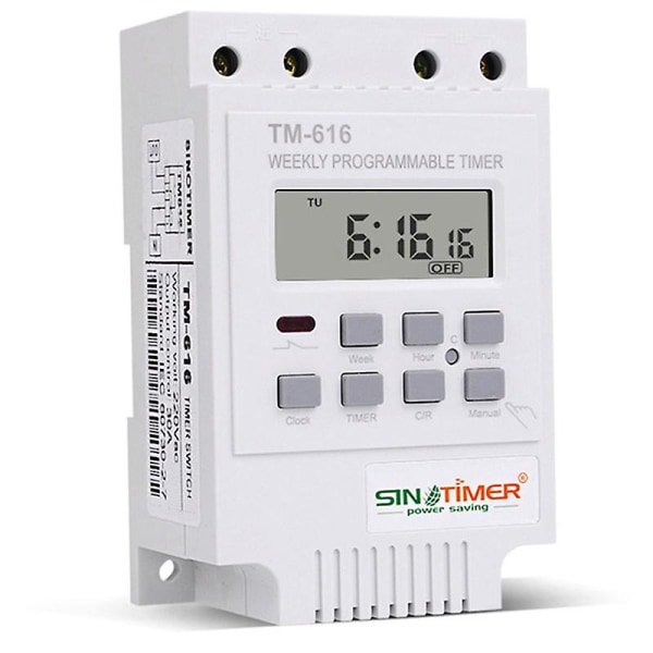 Sinotimer Tm616w-2 30a 220v elektronisk ukentlig programmerbar digital tidsbryter relé timerkontroll