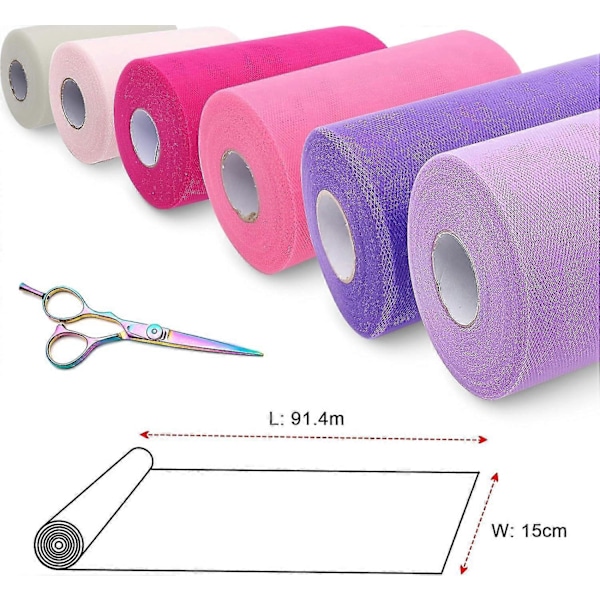 Tyllrulle - 15 cm x 91 meter för hantverk, bröllopsdekoration, sömnad