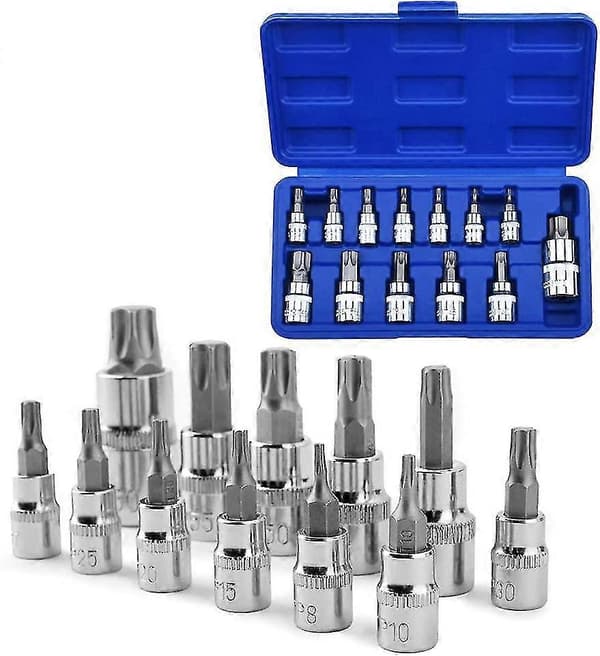 13 stk. Torx Bits Sett T8-t70 S2 Stål Sekskant Pipe Torx Pipeverktøy Skrutrekker Bits Sett