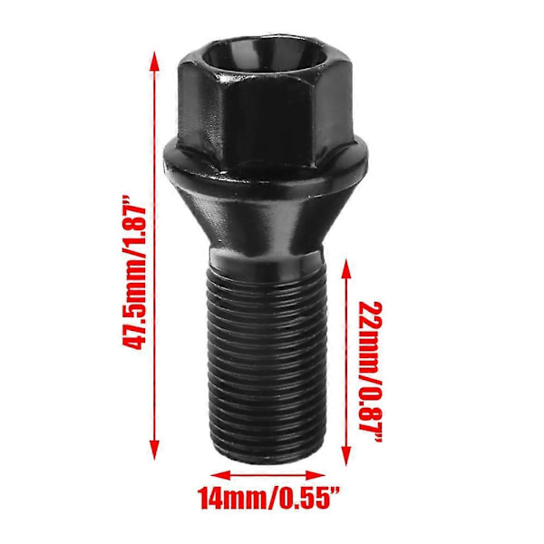 5 kpl M14 x 1.25 Musta Lukkomutteri Teräs 36136781151 - X3 X5 E70 E71 F20 F25 X5 X6