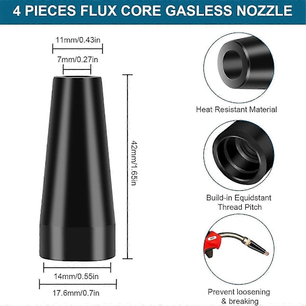 50 stk. Flux Core Gasless Dysetips Kit KP1939-1, 0,030 tommer & 0,035 tommer Kontakttips Gasdiffusorer Mig W
