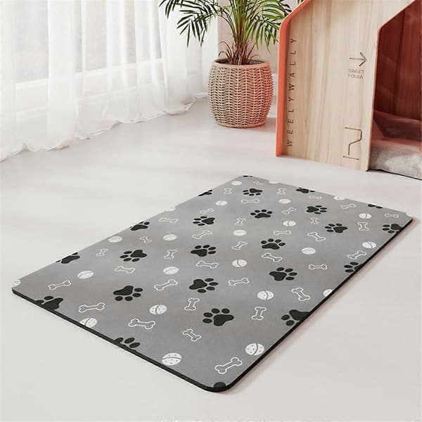 Fodermåtte til kæledyr - Absorberende hundefodermåtte - Hundemåtte til mad og vand - Pletfri hurtigtørrende hundevanddispensermåtte 40x60cm, A