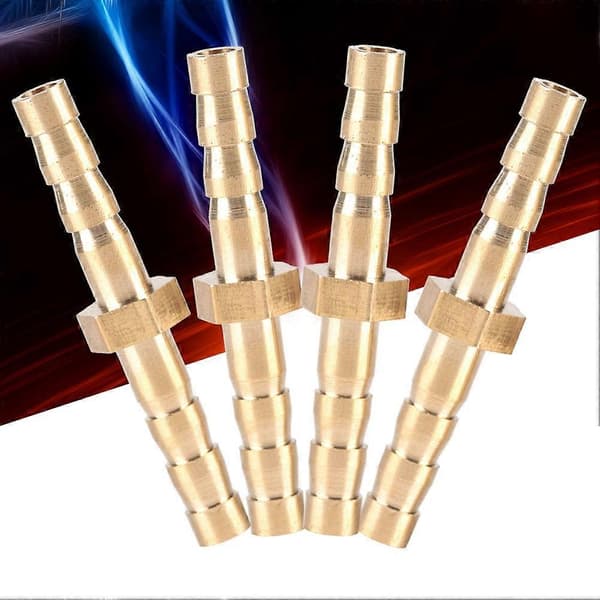 4 stk 4--4mm Messingbeslag Slangebarb Halereduserende Pluggkobling