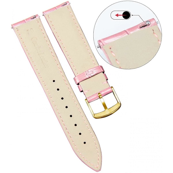 AVEKI Aito Nahka Ranneke Kellon Vaihtohihnaksi Monivärinen Vedenkestävä Miehille ja Naisille, G-Pink (22mm)