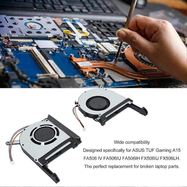 2 stk. Laptop CPU GPU Køleblæser 4-polet Lydløs Effektiv Udskiftning Laptop Køleblæser til TUF Gaming A15 FA506 IV FA506IU FA506IH FX506IU FX506LH Lapt