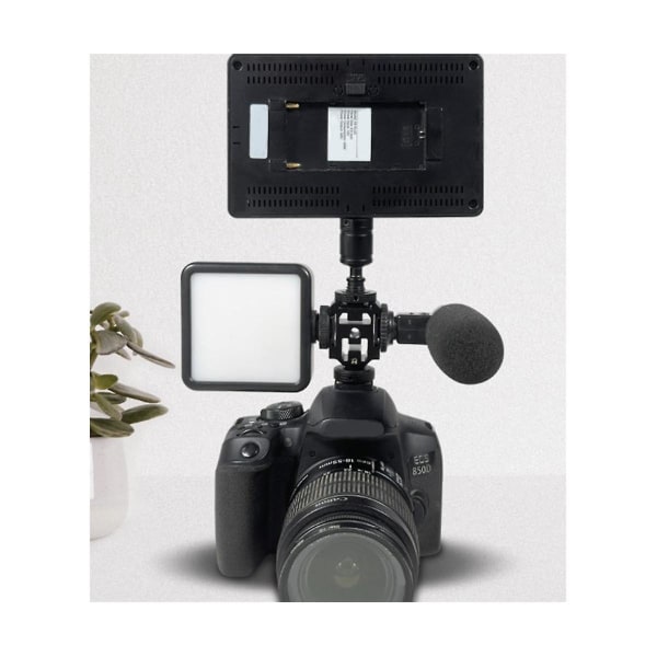 Triple Hot Shoe Mount Adapter Dual Skruer Bracket Stand Holder Til Dslr Kamera Til Led Video Microp