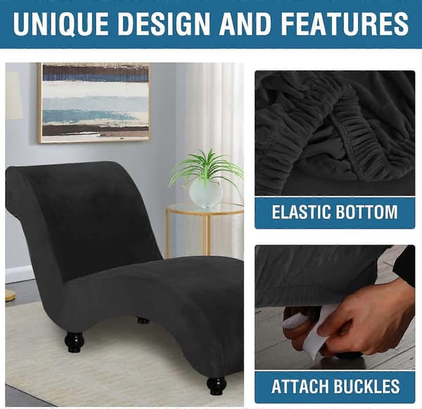 Velour Loungesofa Høj Stretch Sort