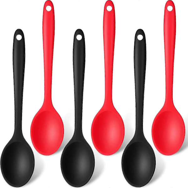 6 stycken Små Flerfärgade Silikon Skedar Nonstick Köksked Silikon Serveringssked Omrörning