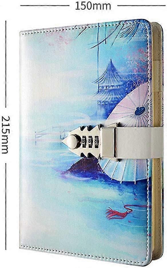 2 stk. A5 Lås Dagbog Læder Lås Dagbog Skrive Notesbog, P 157 (pipa)