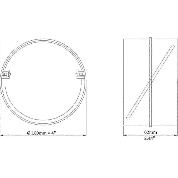 100 mm liitin takaiskuventtiilillä, pyöreä