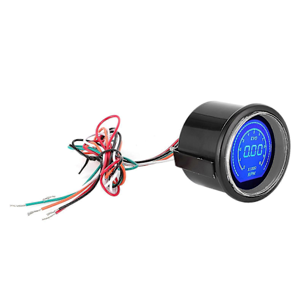 2-tums LCD Digital Varvräknare RPM Display Rött Blått Ljus för EVO Serien Universal för 12V Bil