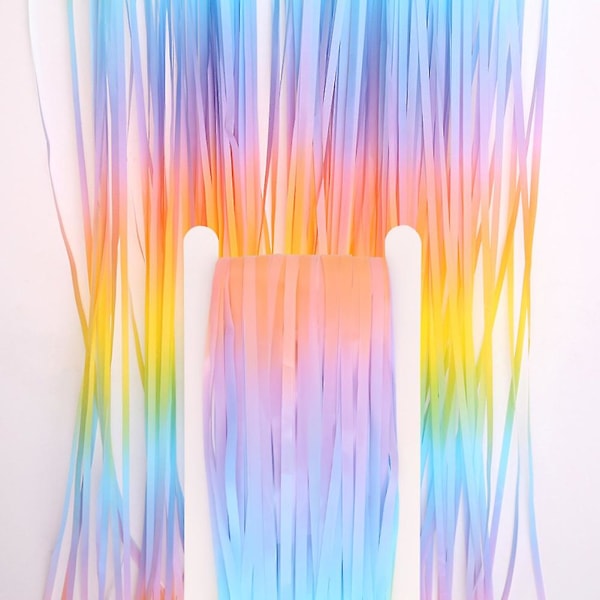 Mengxi Pet Gradient Flerfärgad Glitter-Dekoration med fransar Bakgrundsdraperi för födelsedagsfest