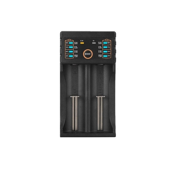 1 stk 2-spors Li-Ion batterilader + 6 stk 3,7V 18650 9800MAh batteri for oppladbar batteri 18650