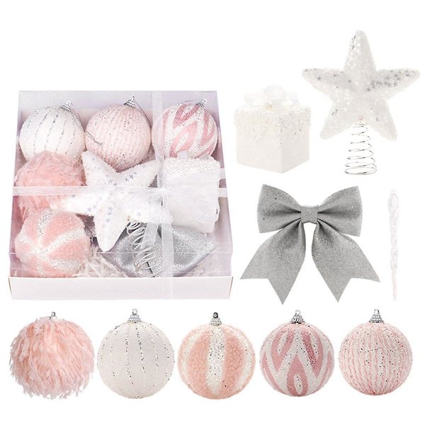 Rosa Julgranspynt Set, Julhängande Klot för Julgran, jul -stjärna,-set