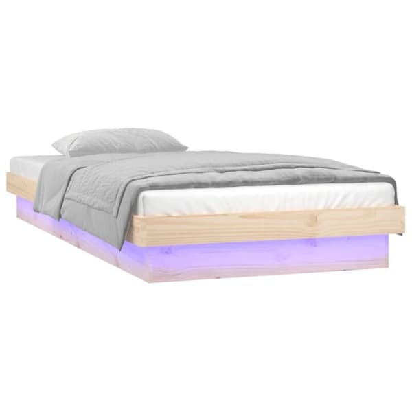 LED seng 75x190 lille enkeltseng massivt træ