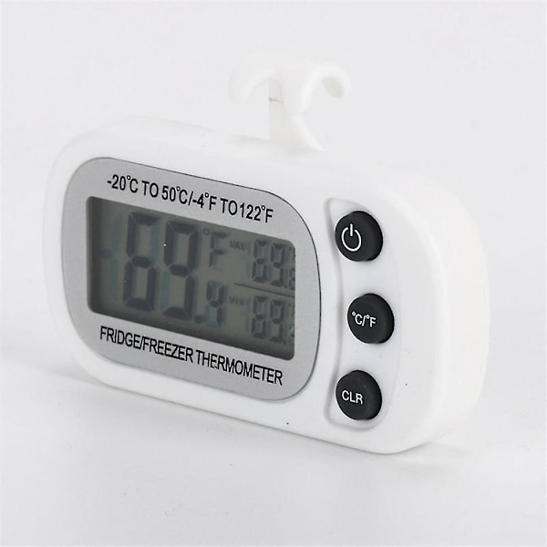 Elektronisk digitalt køleskabstermometer LCD-skærm fryser temperatur med krog høj & lav -20c til 50c
