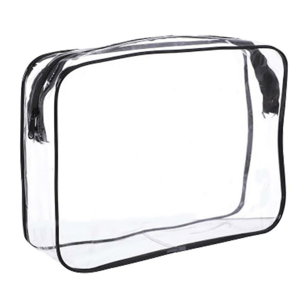 Waterproof Travel Set Transparent Toiletry Clear Pouch Makeup Wash Bag(black+transparent  1pcs