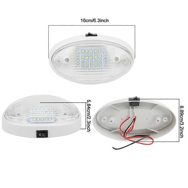 12V 400lm LED Loftlampe Høj Lysstyrke Indvendig Lampe til Bil RV Yacht Båd Trailer