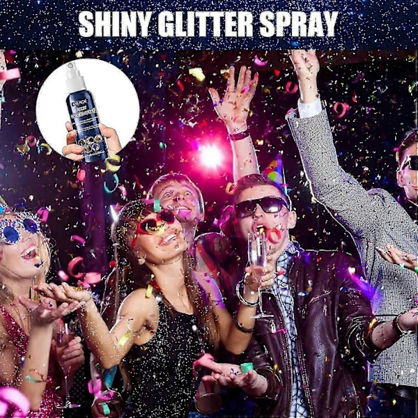 EELHOE 60ml Glittrande Glitter Spray för Hår Kropp Kläder Halloween Nattklubb Party Glitter Puder Lång -4134190258371