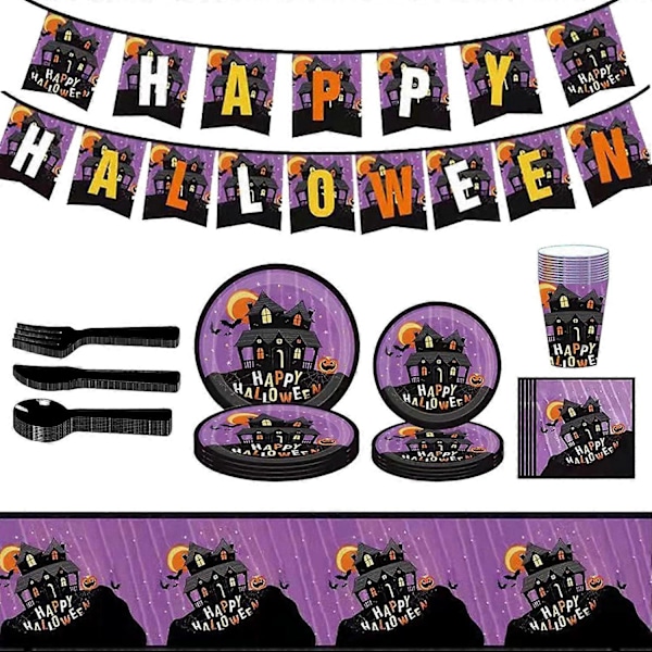 Halloween Bestick - Servis Set Perfekt för Festtillbehör - Halloween Party Tallrikar för Spöklikt Temafest