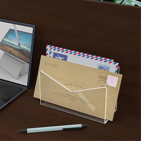 Akryl Posthållare Mail Organizer Bänkskiva, brevhållare för skrivbord Kuverthållare Mail Sorter St