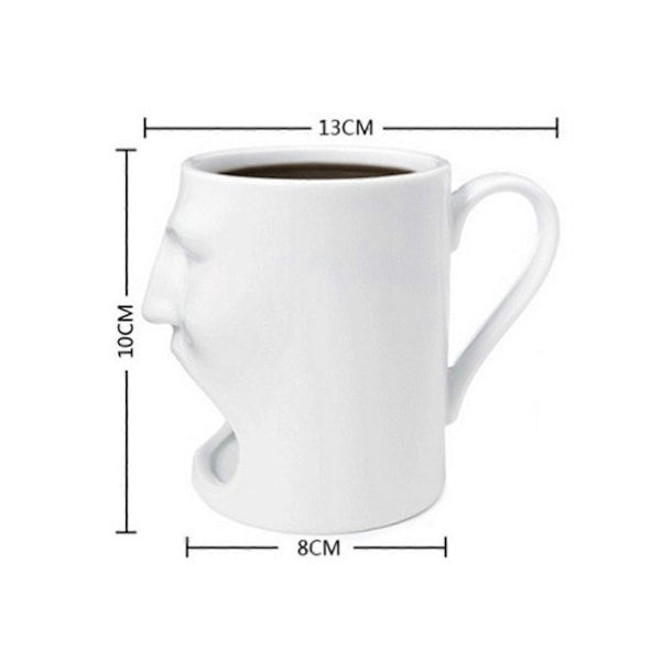 Stilful Keramik Kaffeekop med Kageholder Kreativ Ansigtsform Vandkop til Hjem Kontor