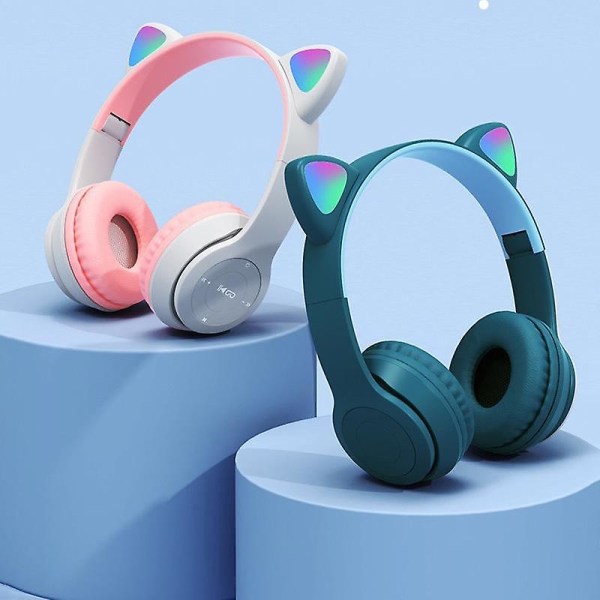 Trådlösa Bluetooth-hörlurar för barn Cat Ear Bluetooth LED Light Up Trådlösa hörlurar för barn