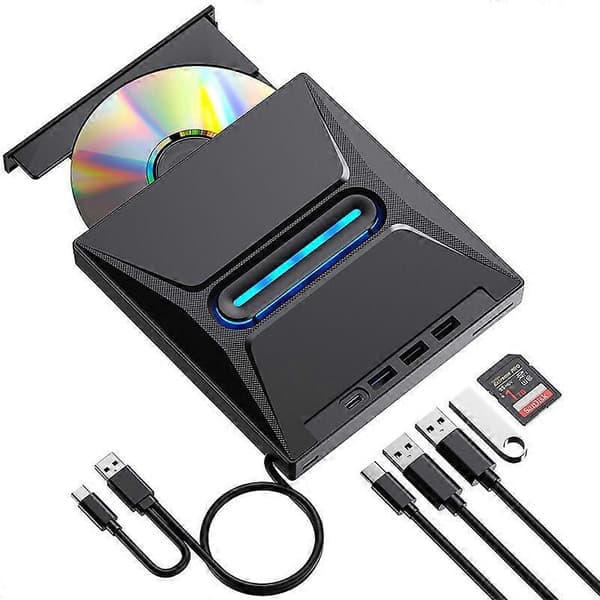 Ekstern CD DVD-drev til bærbar computer, 5-i-1 USB C Bærbar USB 3.0 CD/DVD +/-RW-drev/DVD-afspiller