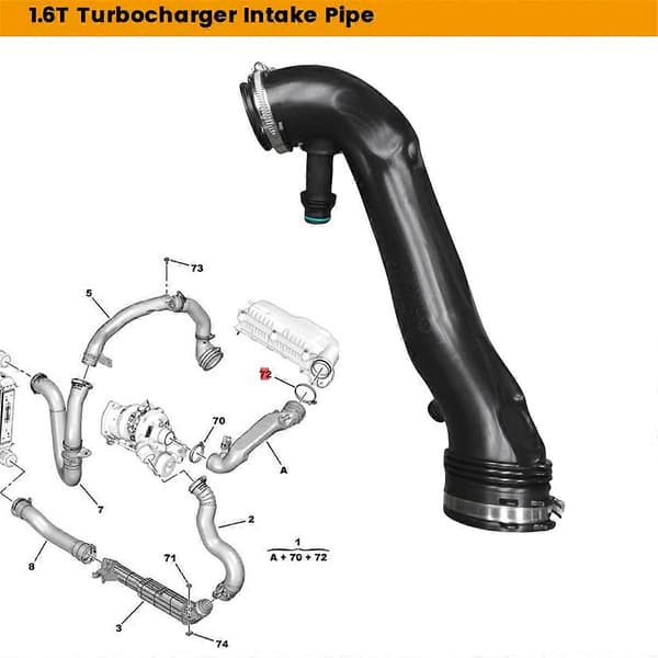 Bil 1.6T Turbolader Inntaksrør For 4008 5008 508