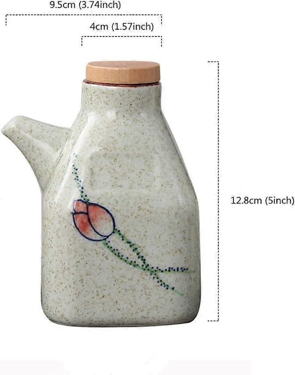 350ml Keramisk Oljedispenserflaska, Sojasåsflaskdispenser Droppfri, Olivoljedispenser, Behållare med Lock, Lotus