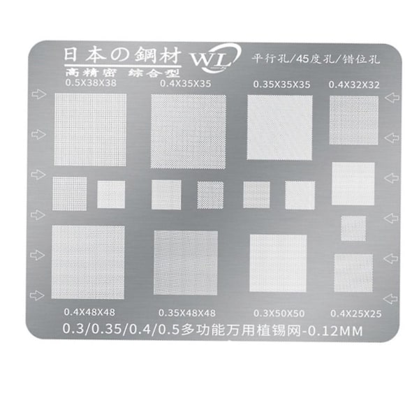 Multifunction Bga Stencil 0.3/0.35/0.4/0.5/parallel/45 Degree Hole Universal Solder Template Bga Re