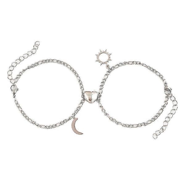 2 stk. Parforhold Matchende Armbånd Sol Måne Magnet Charm Kæde Til Pige