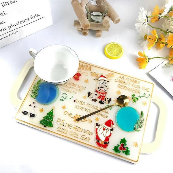 Julebakke Epoxy Resin Form Jul Frugt Snack Serveringsfad Silikoneform