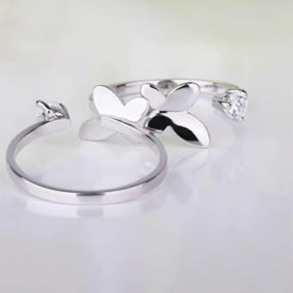 Dame Mode Diamant Sommerfugl Stil Åben Justerbar Ring