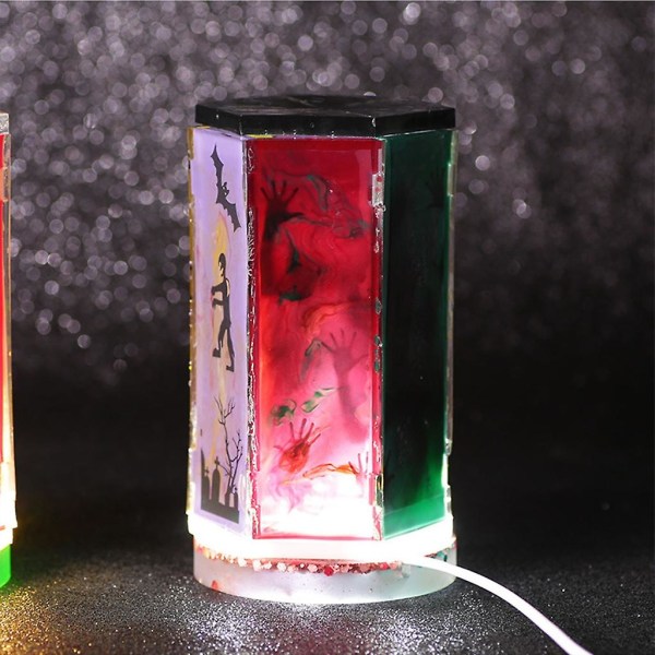 Marquee Light Silikonform gjør-det-selv-lampeholder sekskantet epoksystøpeformer for smykker gjør det selv-oppbevaringsboks
