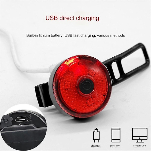 Sykkelbaklykter Intelligent Sensor Bremselys USB-Lading Sykkellys Sykkel Lampe Sykkelbelysning Led Frontlys B