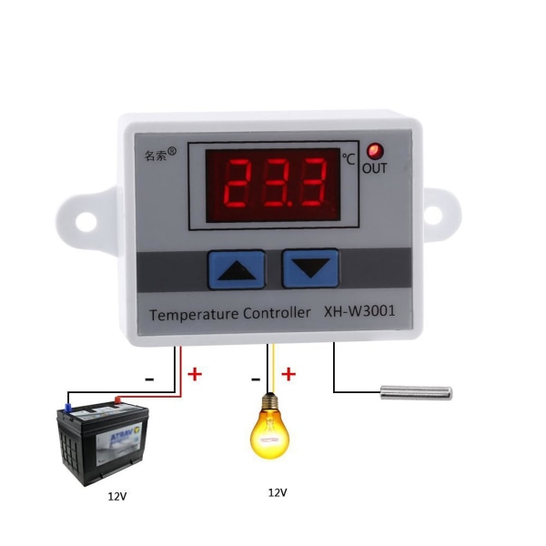 2x 12V Digital LED Temperaturregulator Termostat Kontrollbryter