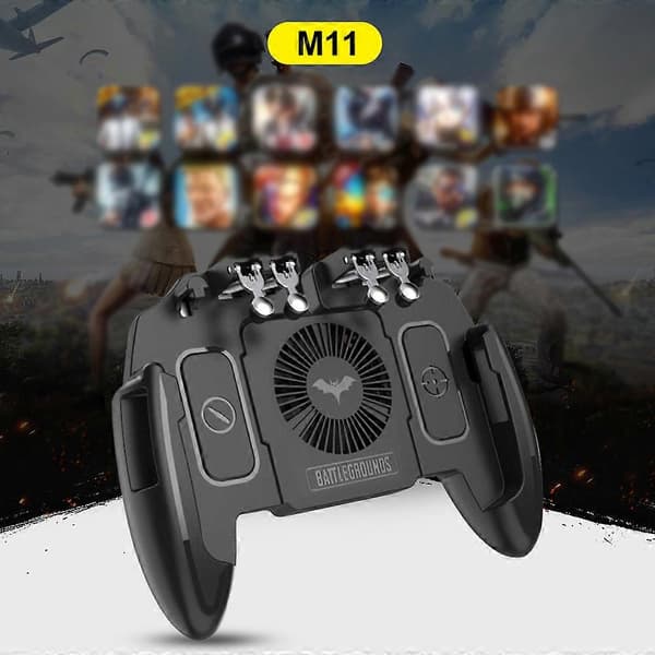 Seksfingret PUBG mobiltelefon-spilcontroller Gamepad Trigger Skyde-spilknap Køleventilator Joystick til IOS/Android, PC