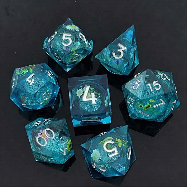 Hartsitarra-pikahiekka DND-noppasarjoille Coc-juoksuryhmä Nopat Dnd Cthulhu Monitahokas Juoksuryhmä Lautapeli DND-noppa B