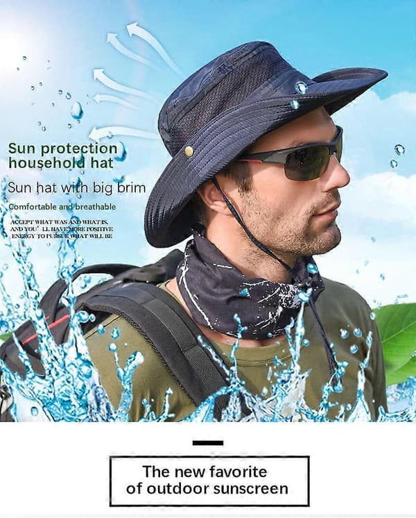 Udendørs Hat Solbeskyttelse Bredskygget Solhat Med UV-beskyttelse Vandrehat Navy blue