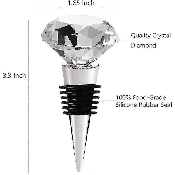 Vinflaskproppar med presentförpackning, dekorativa kristalldiamant vinproppar glas korkar för vinflaskor håller vinet fräscht 2-pack
