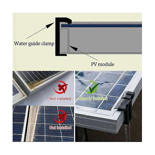 20 stk. fotovoltaisk panel dræningsspænde overfladeplade solpanel vanddrænclips til solpaneldræning sort 40 mm