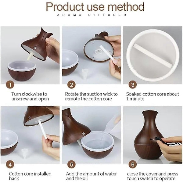 2W 200ML Mini Aromaterapi Luftfuktare med Färgskiftande LED-ljus, Dimluftfuktare för Sovrum, Skrivbord, Resa