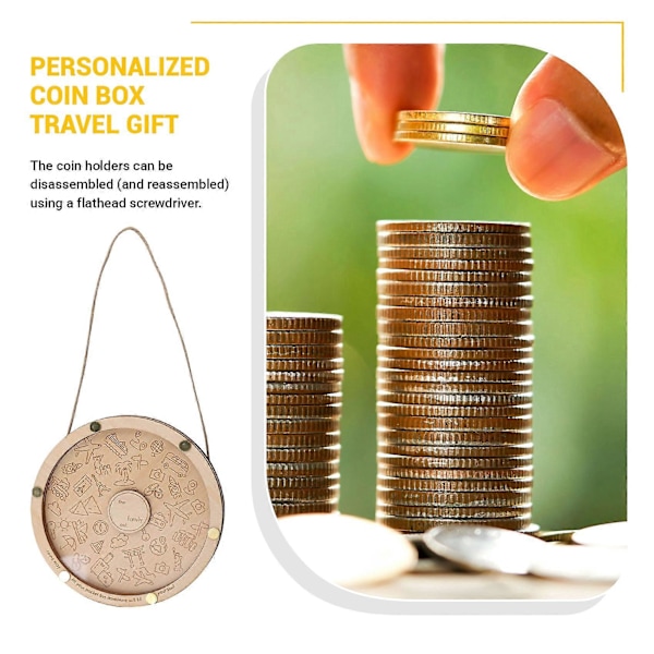 Personlig Myntbox Resepresent Diskar för Lek med Mynt som Glider Nedåt Transparent Disk Pengabox B